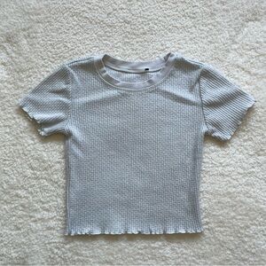 White ribbed knit baby tee